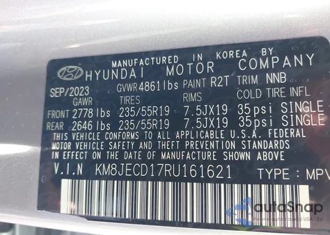 2024 Hyundai Tucson Hybrid Limited from USA, damaged, VIN KM8JECD17RU161621